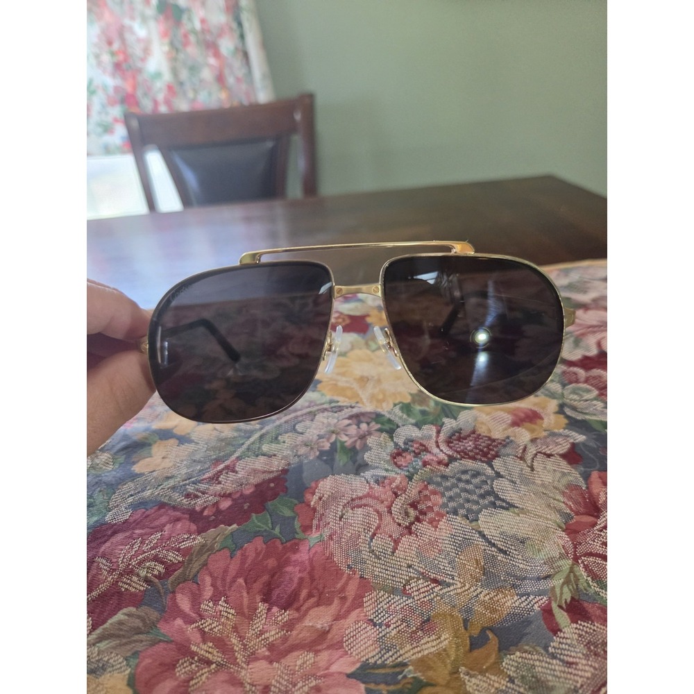 Cartier Gold Metal Square Aviator Sunglasses France CT0353S